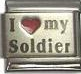 Red heart laser - I love my Soldier - 9mm Italian charm - Click Image to Close